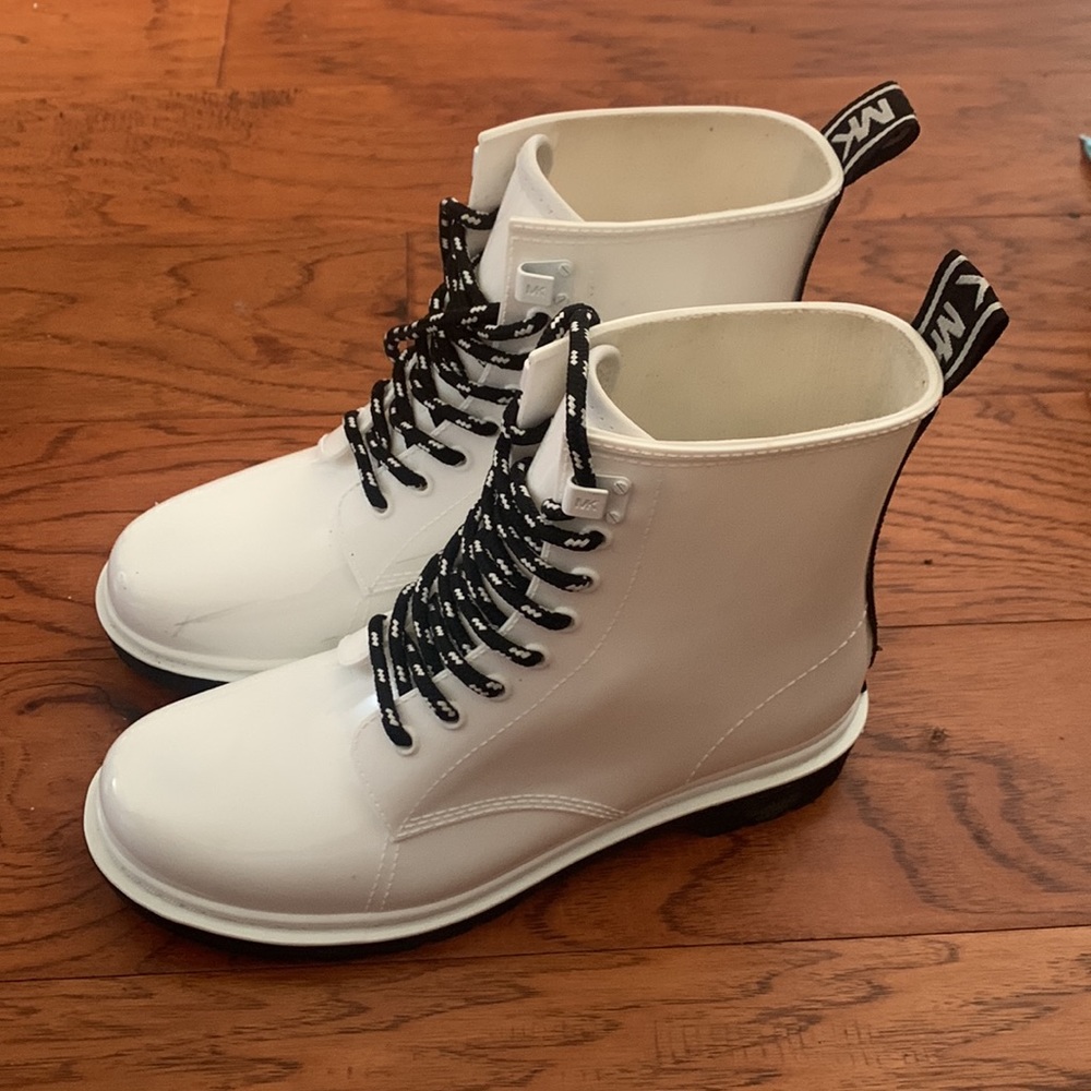 Michael Kors white combat boots